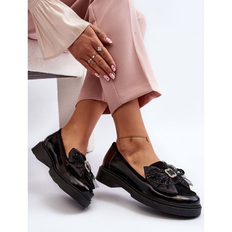 Mocasines Mujer Charol Con Lazo Laura Messi 2786 Negro 2