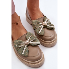 Mocasines Mujer Piel Con Lazo Laura Messi 2787 Beige 1