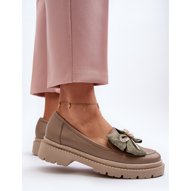 Mocasines Mujer Piel Con Lazo Laura Messi 2787 Beige 2