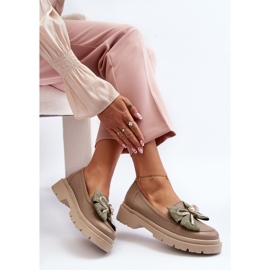 Mocasines Mujer Piel Con Lazo Laura Messi 2787 Beige 3