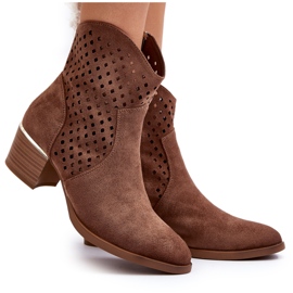 Vinceza Botas Tacón Bajo Calado Marrón Cilvana 11