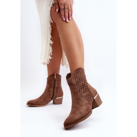 Vinceza Botas Tacón Bajo Calado Marrón Cilvana 5