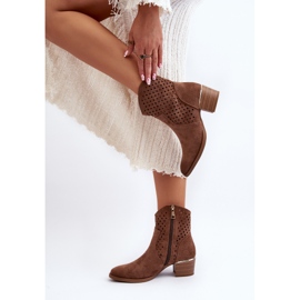 Vinceza Botas Tacón Bajo Calado Marrón Cilvana 6
