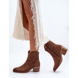 Vinceza Botas Tacón Bajo Calado Marrón Cilvana 8
