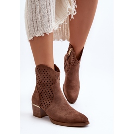 Vinceza Botas Tacón Bajo Calado Marrón Cilvana 9