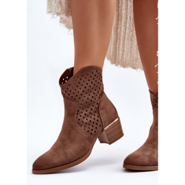 Vinceza Botas Tacón Bajo Calado Marrón Cilvana 10