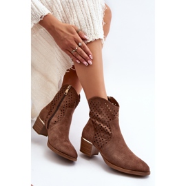 Vinceza Botas Tacón Bajo Calado Marrón Cilvana 1