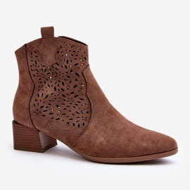 Vinceza Botines marrones calados para mujer de Madalina marrón 2