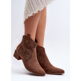 Vinceza Botines marrones calados para mujer de Madalina marrón 3