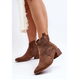 Vinceza Botines marrones calados para mujer de Madalina marrón 4