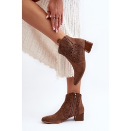Vinceza Botines marrones calados para mujer de Madalina marrón 5