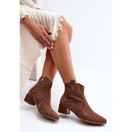 Vinceza Botines marrones calados para mujer de Madalina marrón 9