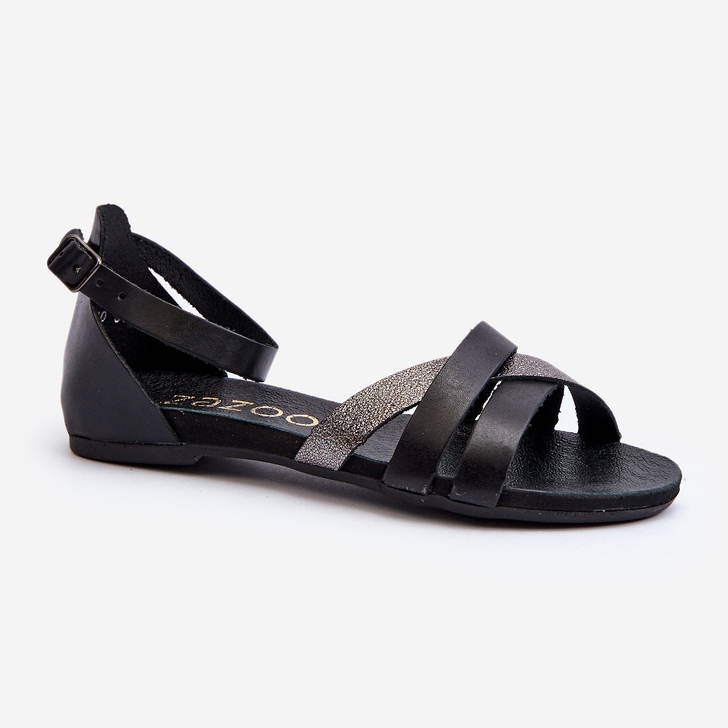 Zazoo 40225 Sandalias Planas Piel, Negro 1
