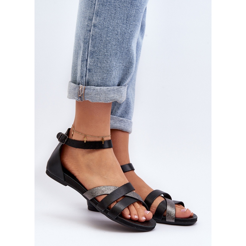 Zazoo 40225 Sandalias Planas Piel, Negro 2