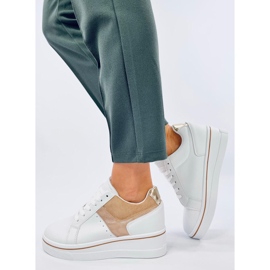 Tobey zapatillas beige con cuña blanco 4