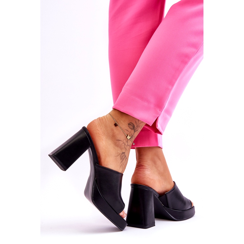 Sweet Shoes Pantuflas Tacón Alto Cuero Negras negro 3