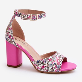 Sandalias de tacón alto florales Vitamella fucsia rosa 1