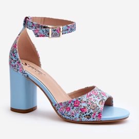 Sandalias tacón flores azules Vitamella 1