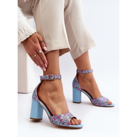 Sandalias tacón flores azules Vitamella 8