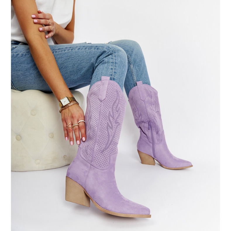 Botas cowboy tacón Sapri morado púrpura 1