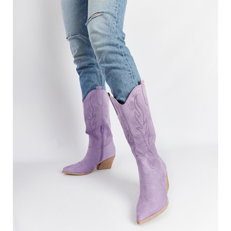 Botas cowboy tacón Sapri morado púrpura 2