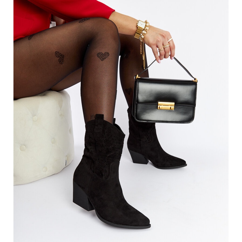 Botas cowboy taurus tacón calado negro 2