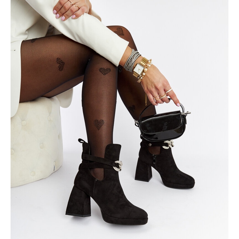 Botines negros decorados con circonitas Elm 1