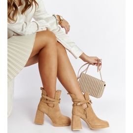 Botines marrones decorados con circonitas Elm beige 1