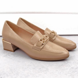 Zapatos tacón bajo mujer beige Vinceza 58274 2