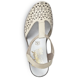 Sandalias de mujer en piel beige Rieker 40969-80 1