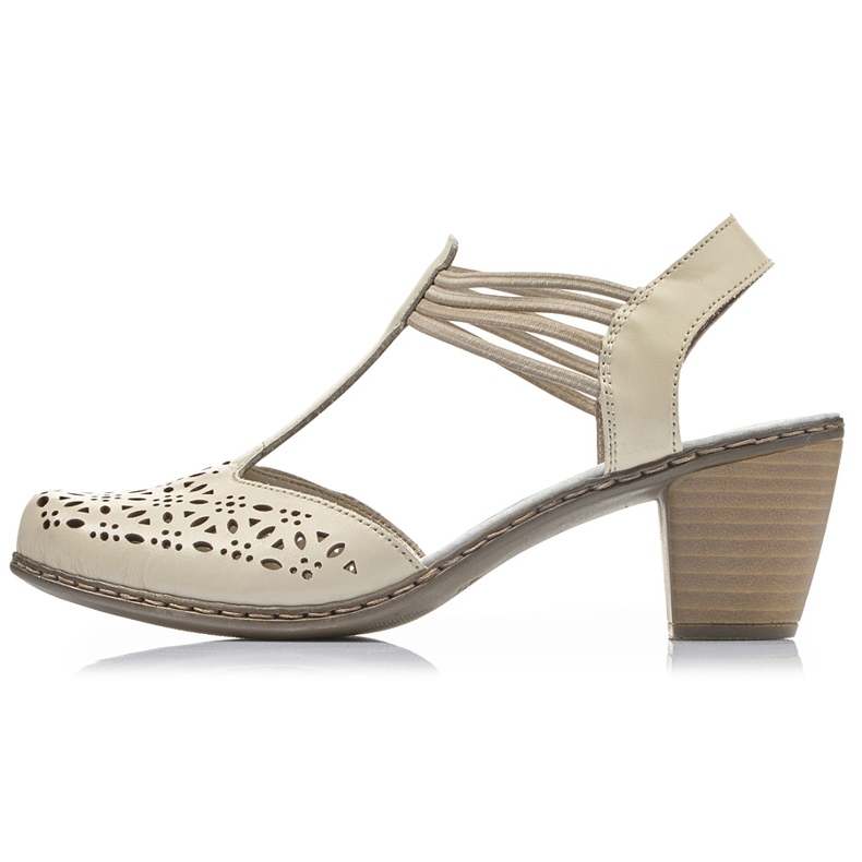Sandalias de mujer en piel beige Rieker 40969-80 2