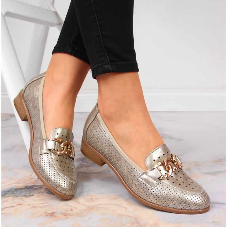 Zapatos calados con cadena dorada de Potocki. dorado 1 Zapatos calados con cadena dorada de Potocki. dorado 1