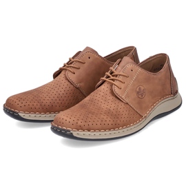 Zapatos marrones de piel calada para hombre Rieker 05226-24 marrón 17