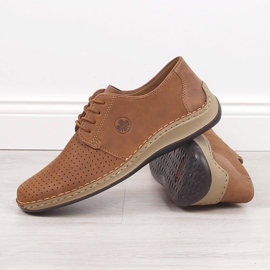 Zapatos marrones de piel calada para hombre Rieker 05226-24 marrón 9