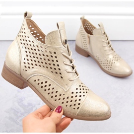 Botines mujer calados dorados Potocki SZ12091 beige 4
