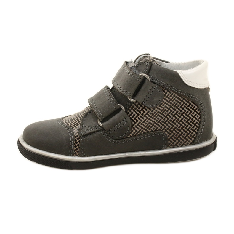 Zapatos de cuero para niñas con flores blancas 91904 gris bartek 2