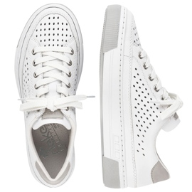 Deportivas mujer cómodas piel calada blanco Rieker L8849-80 5