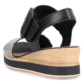 Sandalias cuña cómoda piel con velcro Remonte D6453-01 negro 1