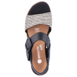 Sandalias cuña cómoda piel con velcro Remonte D6453-01 negro 2