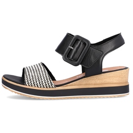 Sandalias cuña cómoda piel con velcro Remonte D6453-01 negro 3