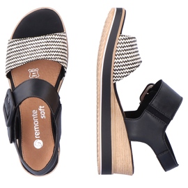 Sandalias cuña cómoda piel con velcro Remonte D6453-01 negro 6