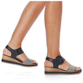 Sandalias cuña cómoda piel con velcro Remonte D6453-01 negro 7