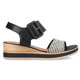 Sandalias cuña cómoda piel con velcro Remonte D6453-01 negro 8