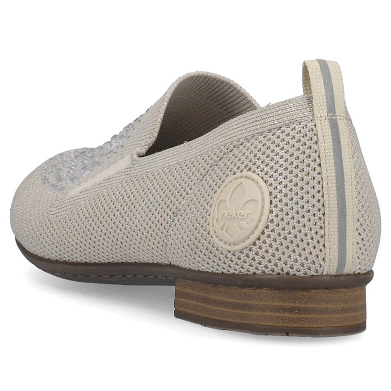 Zapatos slip-on cómodos de mujer con tacón bajo Rieker 51989-64 beige 1 Zapatos slip-on cómodos de mujer con tacón bajo Rieker 51989-64 beige 1