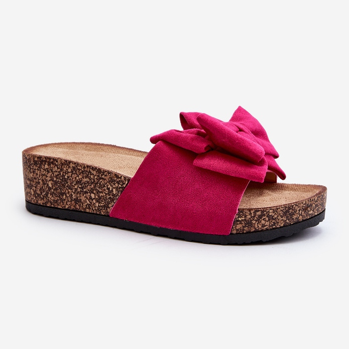 Chanclas de Mujer con Plataforma de Corcho y Lazo Fucsia Tarena rosa 2