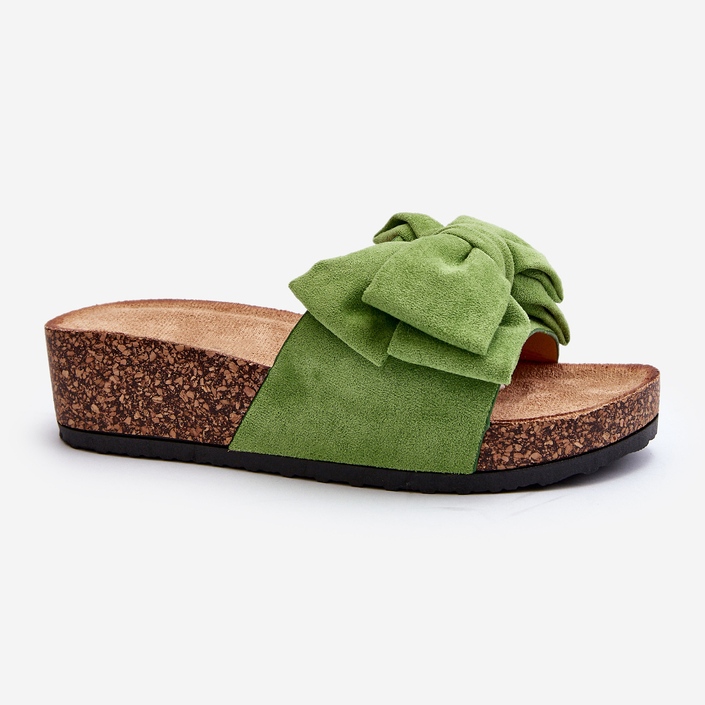 Chanclas de Mujer con Plataforma de Corcho y Lazo, Verde Tarena 2