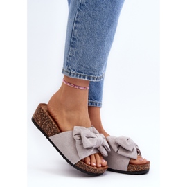 Chanclas de Mujer con Plataforma de Corcho y Lazo, Gris Tarena 3