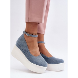 Alpargatas Mujer Denim Con Cuña Azul Malla 4
