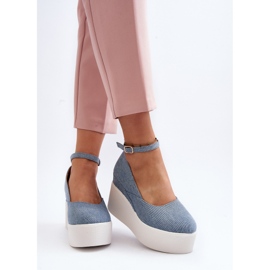 Alpargatas Mujer Denim Con Cuña Azul Malla 6