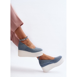 Alpargatas Mujer Denim Con Cuña Azul Malla 2